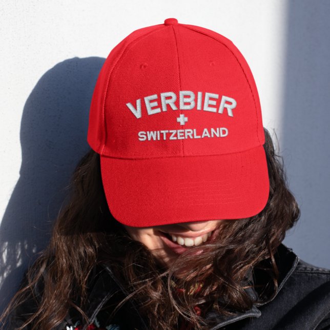 Verbier, Switzerland. Customisable  Embroidered Hat (Creator Uploaded)