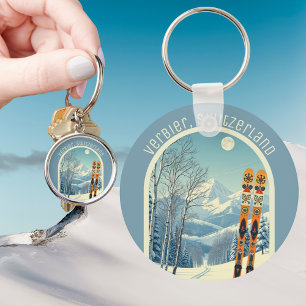 Verbier Switzerland Schweiz 4 Vallées ski Key Ring