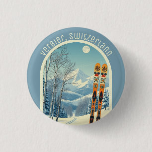 Verbier Switzerland Schweiz 4 Vallées ski Ornament 3 Cm Round Badge