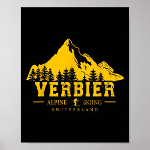 Verbier Switzerland Ski Resort Alpine Skiing Swiss Poster
