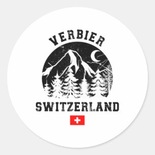 Verbier Switzerland Ski Resort Alps Alpine Skiing  Classic Round Sticker