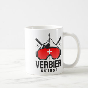 Verbier Switzerland Ski Resort Retro Skiing Coffee Mug