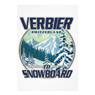 Verbier Switzerland Snowboard Travel logo Photo Print