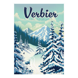 Verbier Switzerland Travel poster