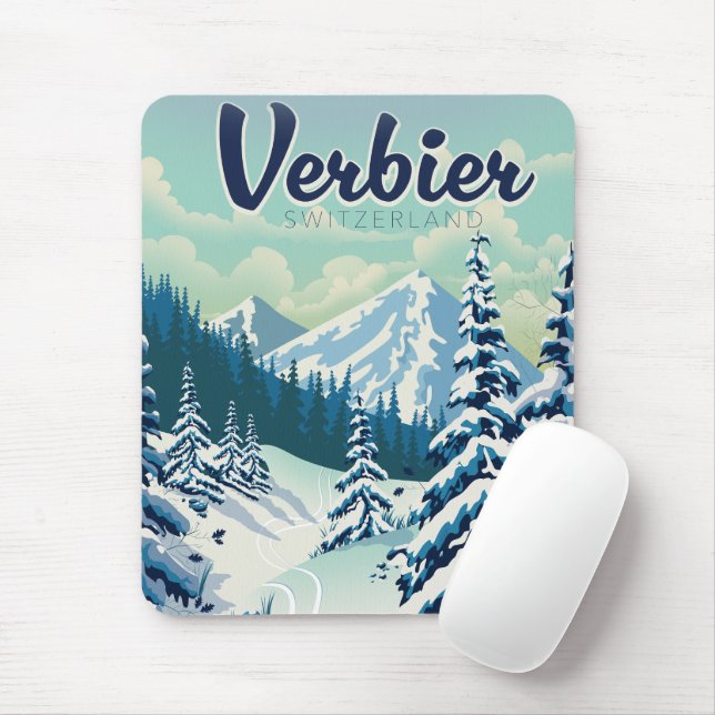 Verbier Switzerland Travel poster Mouse Pad (With Mouse)