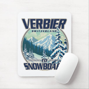 Verbier Switzerland Travel poster Mouse Pad