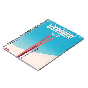 Verbier, Switzerland vintage ski travel poster. Notebook
