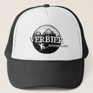 Verbier Switzerland white black snowboard hat
