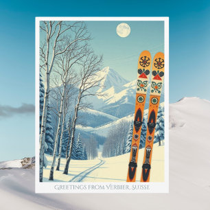 Verbier Val de Bagnes Switzerland ski Postcard