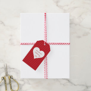 Verbundene Herzen mit Valentinsgruß - Gift Tags