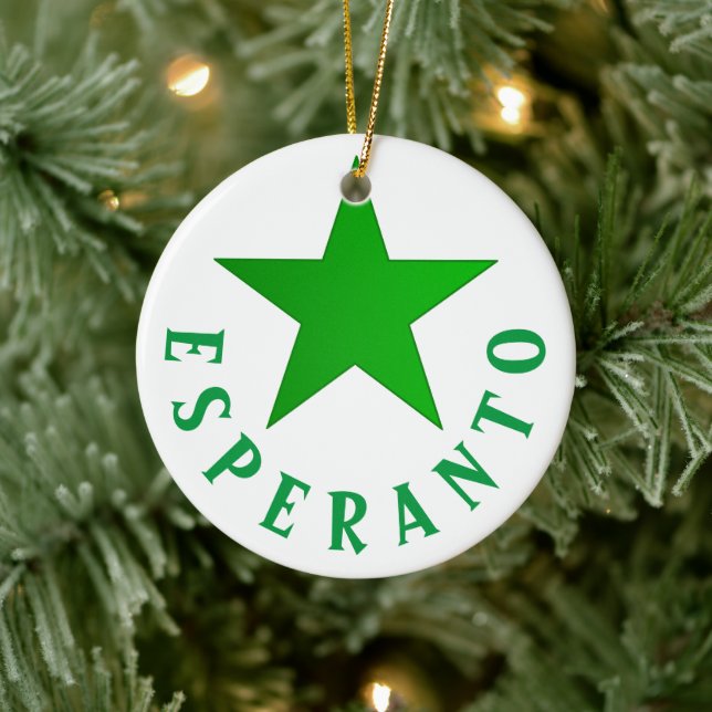 Verda Stelo (Esperanto Star) Ceramic Ornament (Tree)