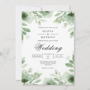 Verdant Bloom Botanical Romance Wedding Invitation