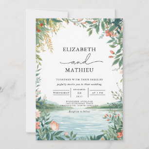 Verdant Bloom Landscape Wedding Invitation