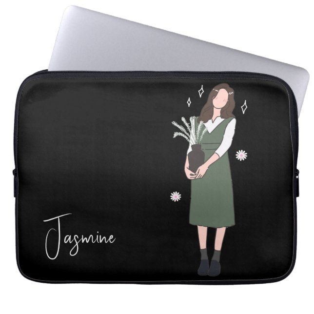 Verdant Blossom Customisable Laptop Sleeve (Front)