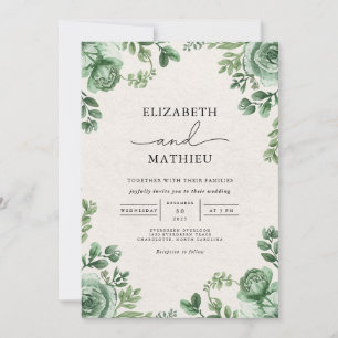 Verdant Botanical Floral Wedding Invitation