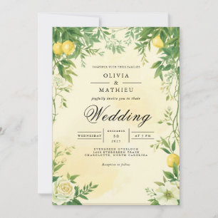 Verdant Citrus Flourish Wedding Invitation