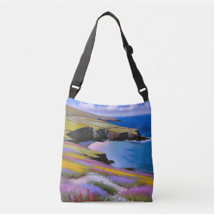 Verdant Cliffs and Azure Waves Crossbody Bag