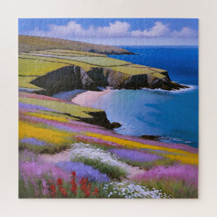 Verdant Cliffs and Azure Waves Jigsaw Puzzle