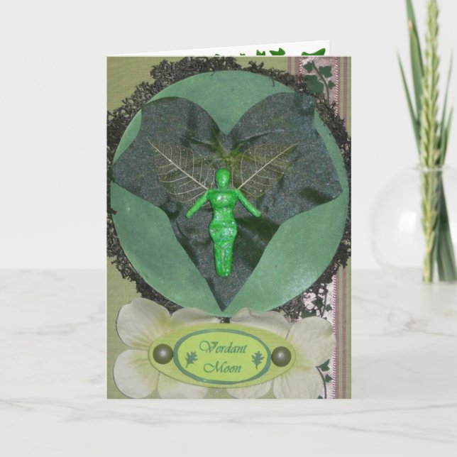 Verdant Fairy Moon Greeting Card (Front)
