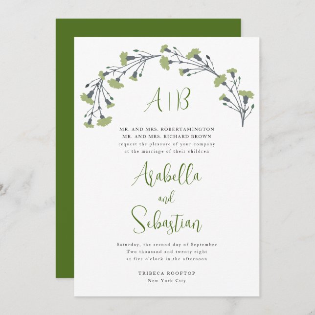 Verdant Floral Arch Wedding Invitation (Front/Back)