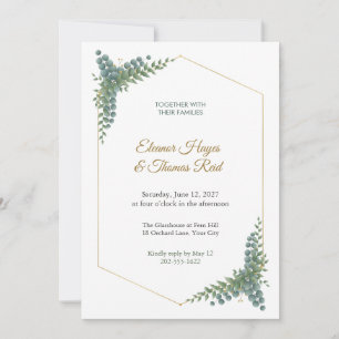 Verdant Gilt Hexagonal Frame Wedding Invitation