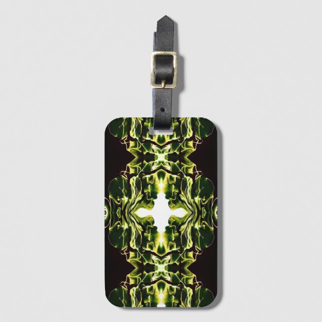 Verdant Green Abstract Acrylic Fluid Art Luggage Tag (Front Vertical)