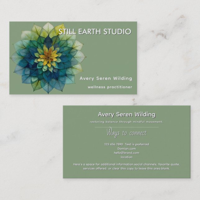 Verdant Harmony | Leaf Mandala Business Card (Front/Back)