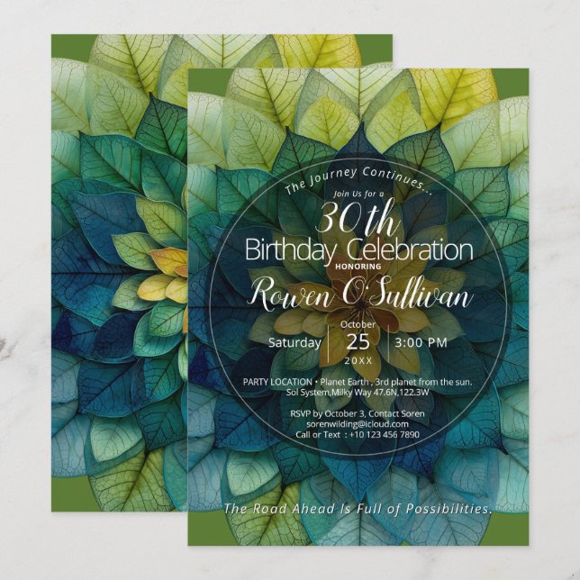 Verdant Harmony | Mandala of Leaves Invitation (Front/Back)