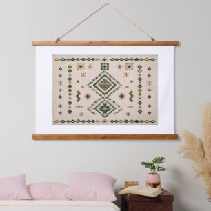 Verdant Linen Geometric Tapestry