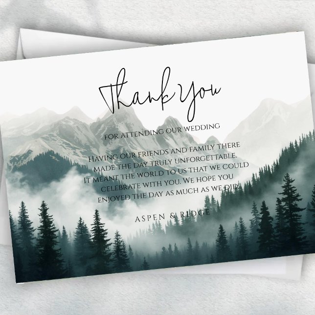 Verdant Peaks Misty Forest Botanical Thank You Enclosure Card (Creator Uploaded)