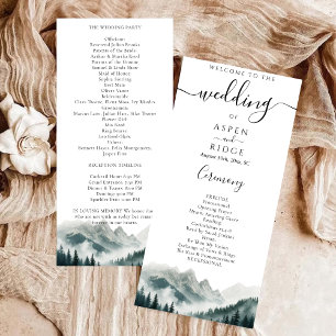 Verdant Peaks Misty Forest Wedding Program Card