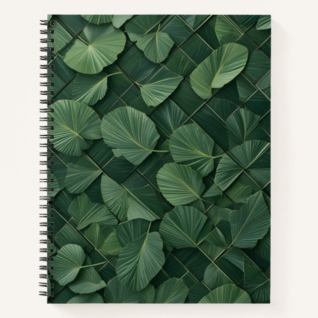Verdant Rhythm: Tropical Leaf Grid Notebook (Front)