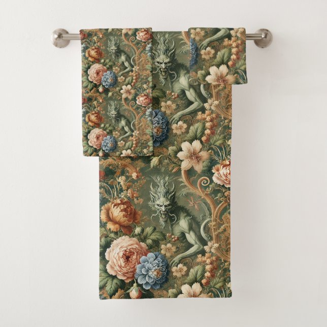 Verdant’s Wrath – Gothic Victorian  Bath Towel Set (Insitu)