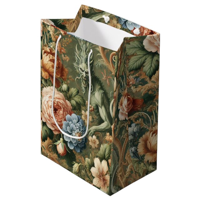 Verdant’s Wrath – Mythic Floral Design Medium Gift Bag (Front Angled)