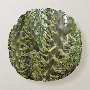 "Verdant Sentinels: The Prickly Majesty of Cactus  Round Cushion