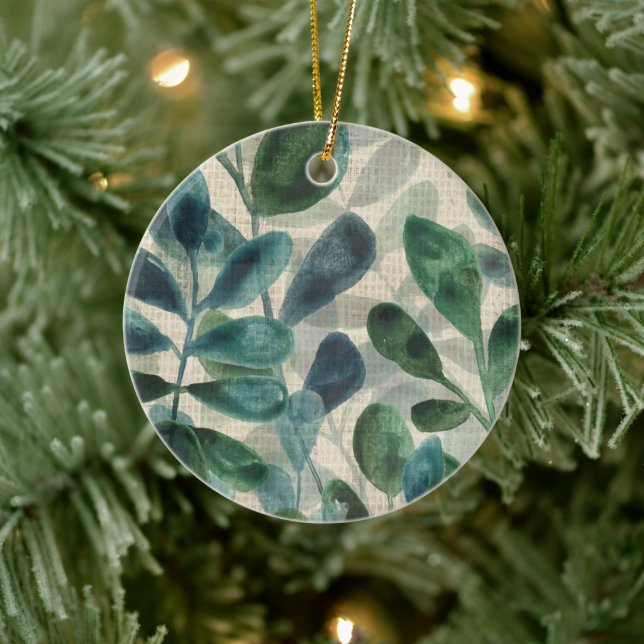 Verdant Sophistication - Tropical Leaves Ceramic Ornament (Tree)