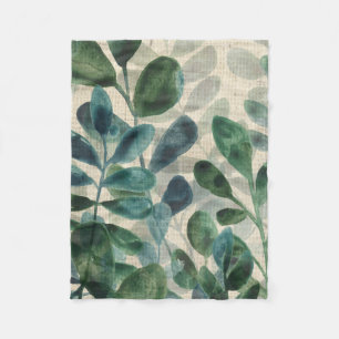 Verdant Sophistication - Tropical Leaves Fleece Blanket