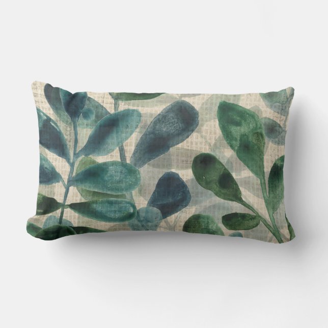 Verdant Sophistication - Tropical Leaves Lumbar Cushion (Front)
