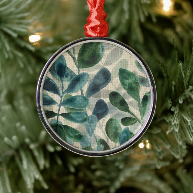 Verdant Sophistication - Tropical Leaves Metal Ornament (Tree)