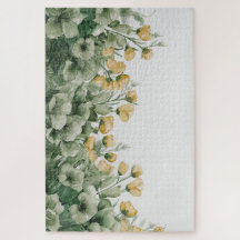Verdant Whisper Blooms | Watercolor Puzzle