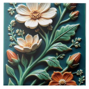 Verdant Wildflowers Ceramic Tile