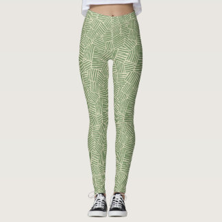 Verdant Woven Lines | Midcentury Modern Geometric  Leggings