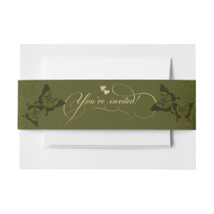Verde con mariposas invitation belly band