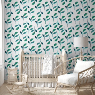 VERDE Green Watercolor Seamless Leaves Wallpaper