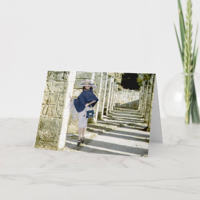 Verdi, Carved Pilasters at Chichen Itza, Mexico Card (Front)