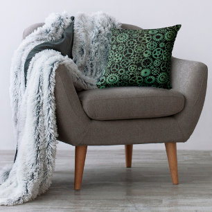 Verdigris Bronze Gears Steampunk Cushion