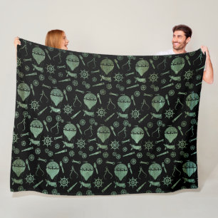 Verdigris Bronze Steampunk Balloon Theme Fleece Blanket