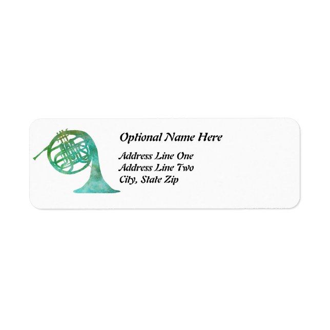 Verdigris French Horn Return Address Label (Front)