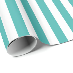 Verdigris Green and White Stripe Wrapping Paper