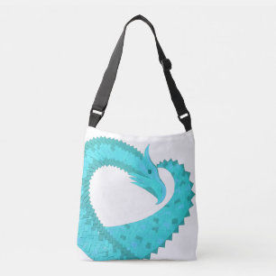 Verdigris heart dragon on white crossbody bag